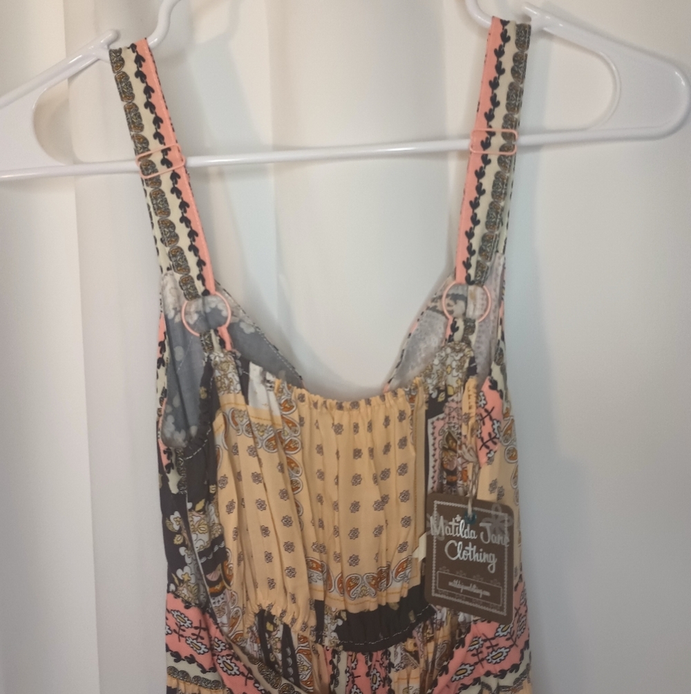 Matilda Jane Patchwork Maxi Apron Dress Small NWT Empire Waist Boho Cottagecore - Picture 7 of 15